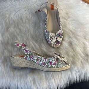 Mix Mooz Aida Floral Fabric Espadrille Wedges Sz 40/ US 9-9.5